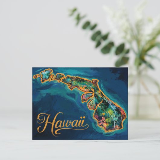 "Levendige Hawaiiaanse Paradijs Kaart Kunst (Staand voorkant)