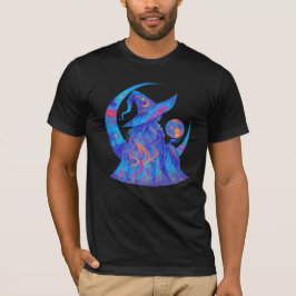 Levendige heks en blauwe maan Halloween T-shirt