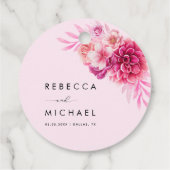 Levendige Heldere Hete Roze Bloemen Botanische Bru Bedankjes Labels (Achterkant)