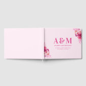 Levendige Heldere Hete Roze Monogram Elegante Huwe Gastenboek (Volledig)