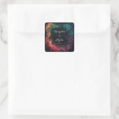 Levendige Hemelse Nevel Abstracte Draaikolk Teal R Vierkante Sticker (Tas)