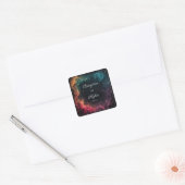 Levendige Hemelse Nevel Abstracte Draaikolk Teal R Vierkante Sticker (Envelop)