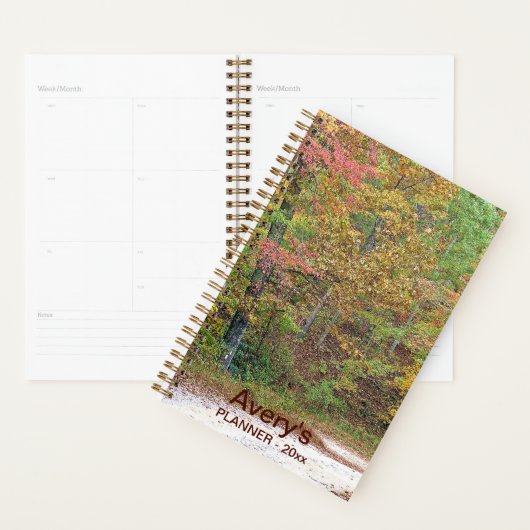 Levendige herfst bladeren Mountain Road Custom Planner (Display)