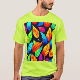 Levendige herfst bladeren patroon t-shirt