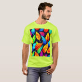 Levendige herfst bladeren patroon t-shirt (Voorkant volledig)