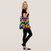 Levendige herfst bladeren patroon tote bag (Op model)