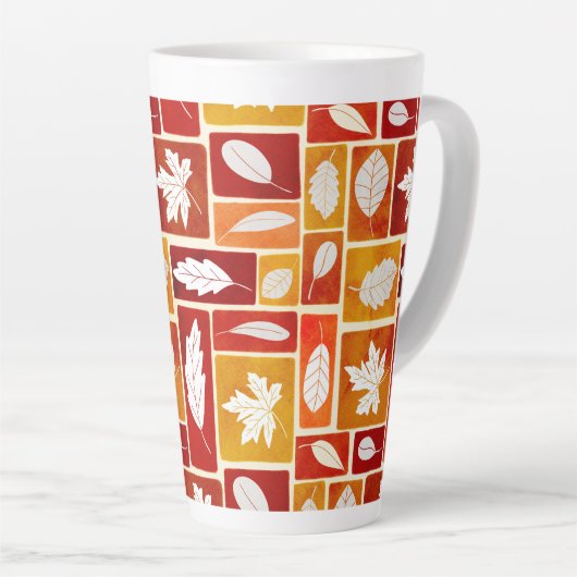 Levendige Herfst Block Leaf Print hoge mok koffie (Rechterhoek)