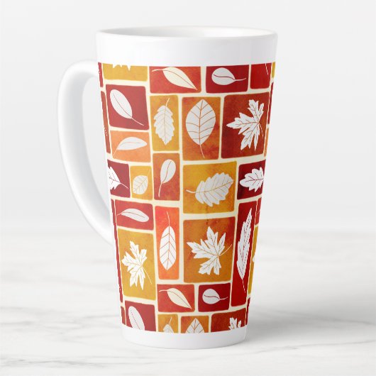 Levendige Herfst Block Leaf Print hoge mok koffie (Linkerhoek)