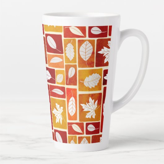 Levendige Herfst Block Leaf Print hoge mok koffie (Rechts)