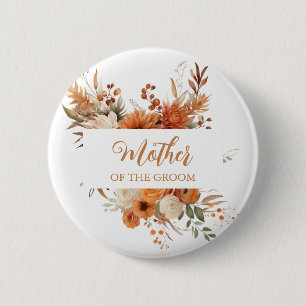 Levendige herfst bloemenmoeder van de bruidegom ronde button 5,7 cm