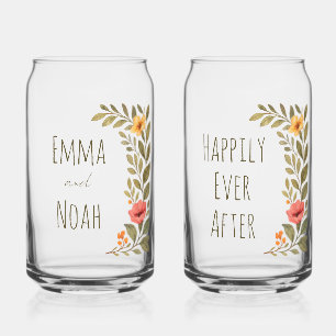 Levendige Herfst Botanische Custom Happily Ever Af Blikvorm Glas