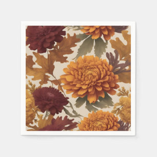 Levendige Herfst Chrysanten Asters en goudsbloemen Servet