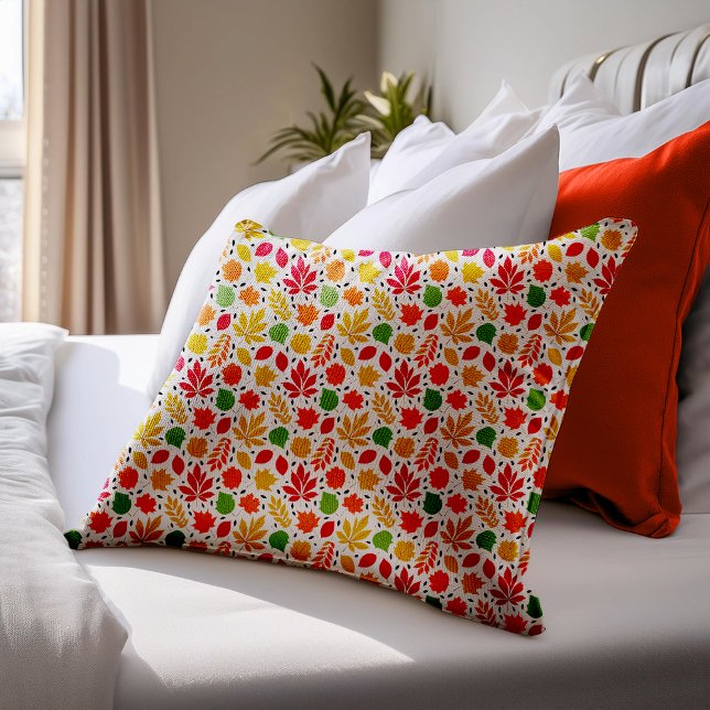 Levendige herfst laat een veelkleurig patroon acht accent kussen (Vibrant Autumn Leaves Multi-Colored Pattern Accent Pillow)