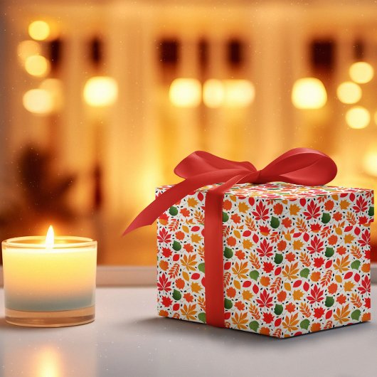 Levendige herfst laat een veelkleurig patroon acht cadeaupapier