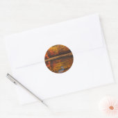 Levendige Herfst Lake and Forest Ronde Sticker (Envelop)