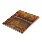 Levendige Herfst Lake and Forest Tegeltje (Zijkant)