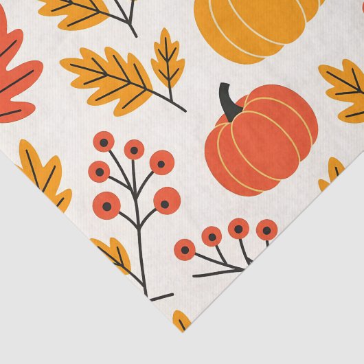 Levendige Herfst Pompoen Berry Autumn Leaves Patte Tissuepapier (Detail)