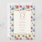 Levendige herfst wilde bloemen tafel nummer plaats kaart (Achterkant)