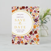 Levendige Herfst Wildflower Wedding Save the Date Folie Uitnodiging (Staand Voorkant)