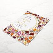 Levendige Herfst Wildflower Wedding Save the Date Folie Uitnodiging (Gedraaid)