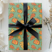 Levendige herfstblad bloemige pompoen cadeaupapier