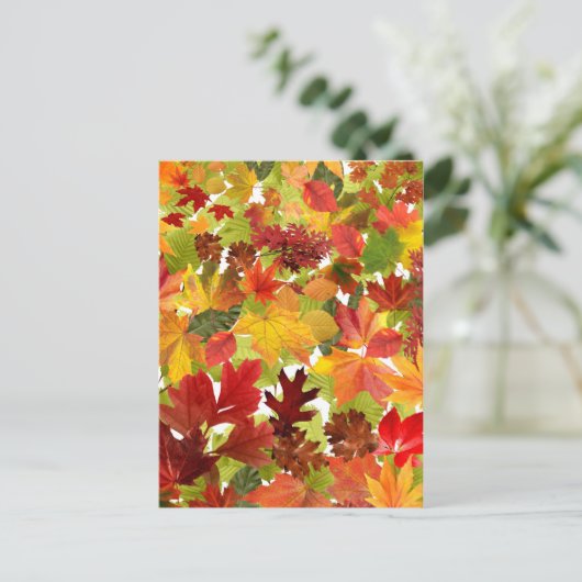 Levendige herfstbladcollage briefkaart (Staand voorkant)