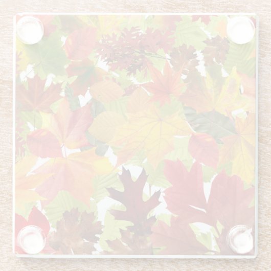 Levendige herfstbladcollage glazen onderzetter (Achterkant)