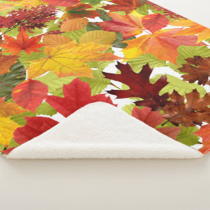 Levendige herfstbladcollage sherpa deken
