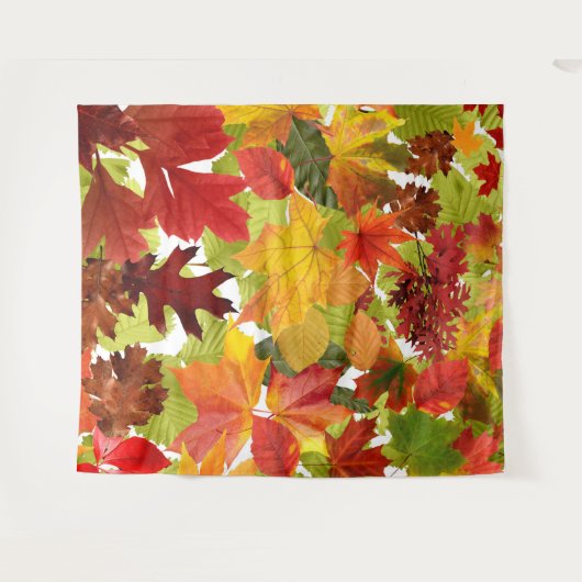 Levendige herfstbladcollage wandkleed (Voorkant (horizontaal))