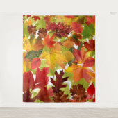 Levendige herfstbladcollage wandkleed (Voorkant)