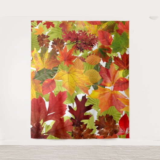 Levendige herfstbladcollage wandkleed (Voorkant)