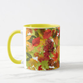 Levendige herfstbladeren collage mok