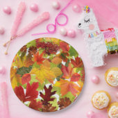 Levendige herfstbladeren collage papieren bordje (Feest)