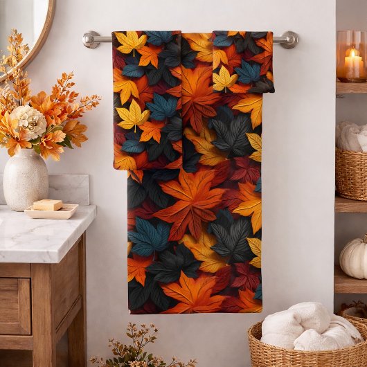 Levendige herfstbladeren - Een explosie van herfst Bad Handdoek
