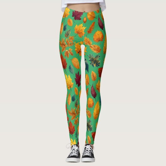 Levendige herfstbladeren leggings (Voorkant)