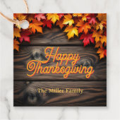 Levendige herfstbladeren rustieke houten Thanksgiv Bedankjes Labels (Voorkant)