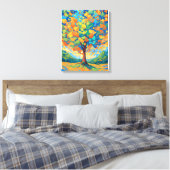 Levendige herfstboom in wervelende kleuren canvas afdruk (Insitu (Slaapkamer))