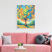 Levendige herfstboom in wervelende kleuren canvas afdruk (Insitu (Woonkamer))