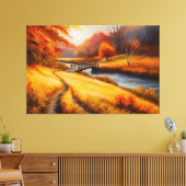Levendige herfstbosschildering - Herfst Landschap Canvas Afdruk (Insitu (Woonkamer))