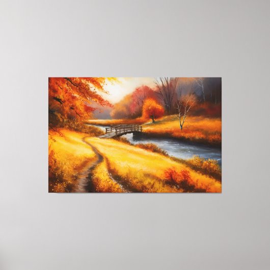 Levendige herfstbosschildering - Herfst Landschap Canvas Afdruk (Voorkant)