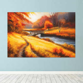 Levendige herfstbosschildering - Herfst Landschap Canvas Afdruk