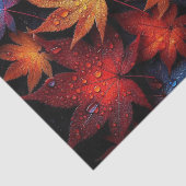 Levendige herfstesdoorn bladeren met waterdruppels tissuepapier (Detail)