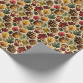 Levendige herfstpinecones eikels - rood en groen cadeaupapier (Hoek)