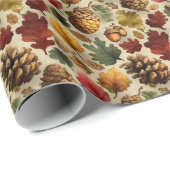 Levendige herfstpinecones eikels - rood en groen cadeaupapier (Rol Hoek)