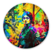 Levendige herfstschoonheid keramische knop (Voorkant)