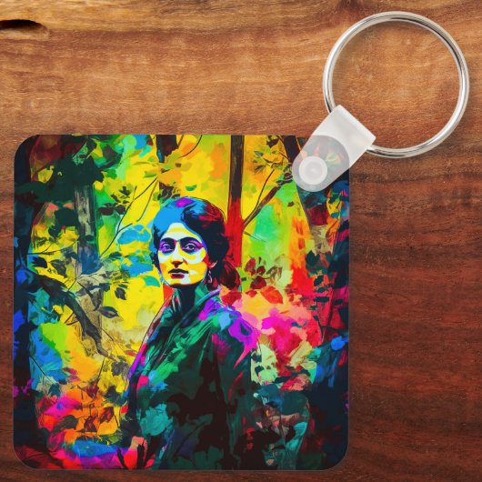 Levendige herfstschoonheid sleutelhanger (Achterkant)