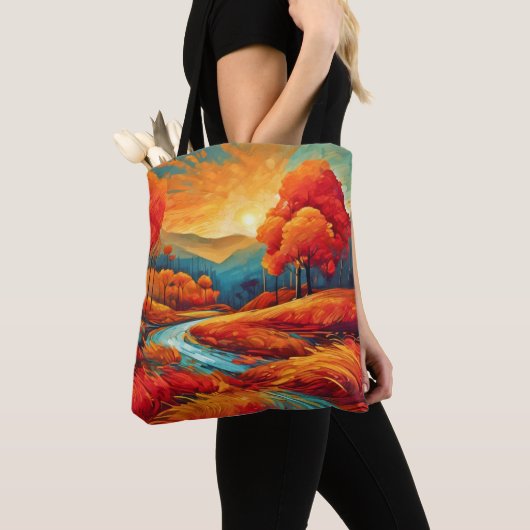 Levendige herfstsfeer in Fall River Tote Bag (Dichtbij)