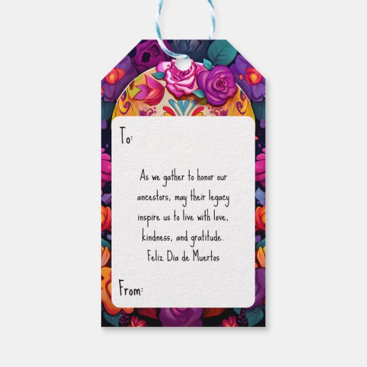 🌹Levendige herinnering: A Día de Muertos Tribute Cadeaulabel (Achterkant)