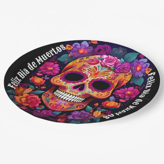 🌹Levendige herinnering: A Día de Muertos Tribute Papieren Bordje (Gekanteld)