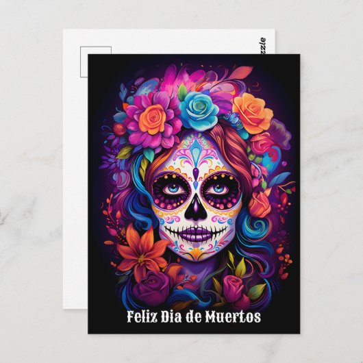🌹Levendige herinnering: Lady Catrina in Bloom Briefkaart (Voorkant / Achterkant)